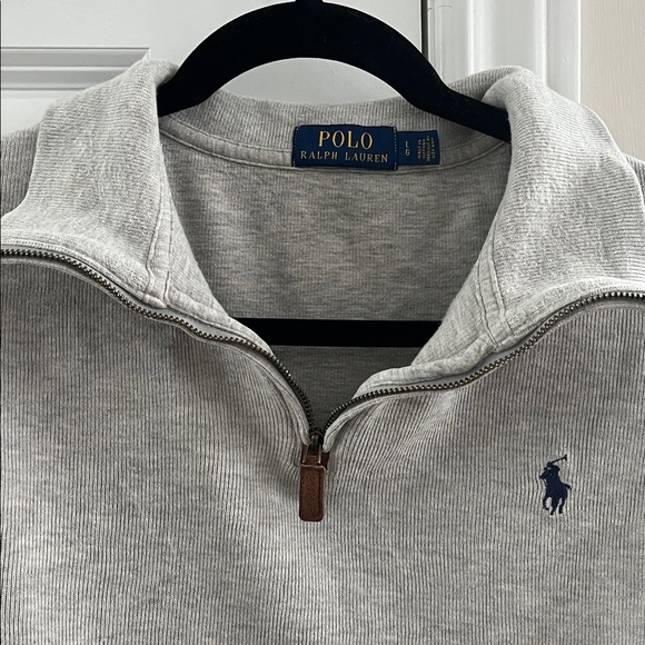Polo Ralph Lauren Light Gray Quarter Zip Sweater 100% Cotton - Picture 7 of 9